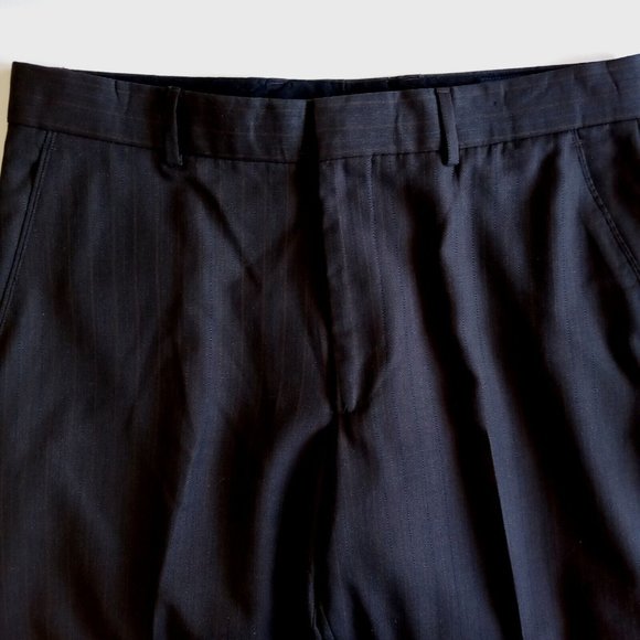 Banana Republic Trousers Dress Pants 35 x 31 Black/Faint stripe Wool Blend VGC - Picture 8 of 12